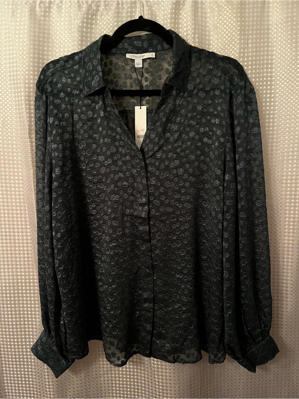 Chico's Teal Printed Button-Down Shirt